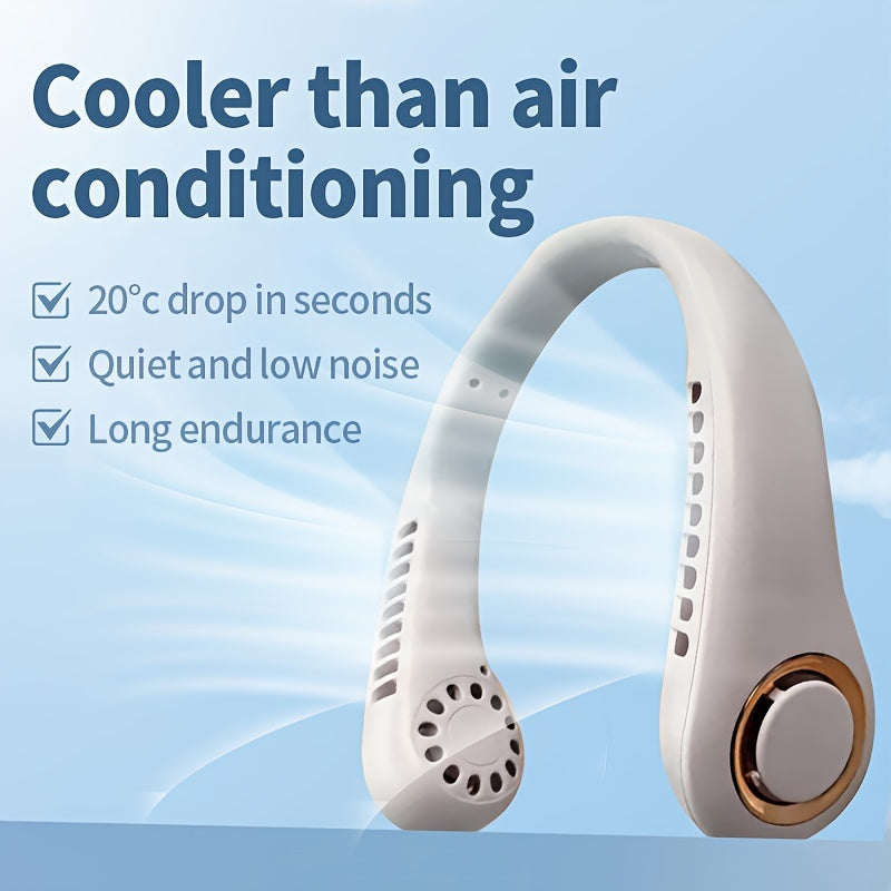 Adjustable Silicone Neck Fan with USB Charging Digital Display Lightweight Cooling Fan