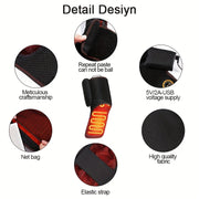 USB Rechargeable Foot Warmer Heat Wrap Portable Hot Compress for Indoor Outdoor Use Black Red