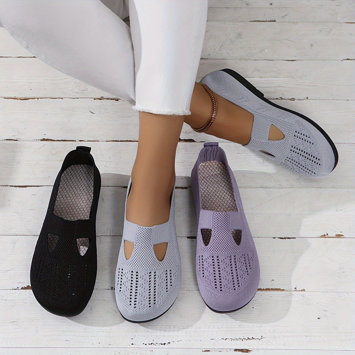 Women's Slip-On Shoes Breathable Flats Lightweight Summer Casual Shoes