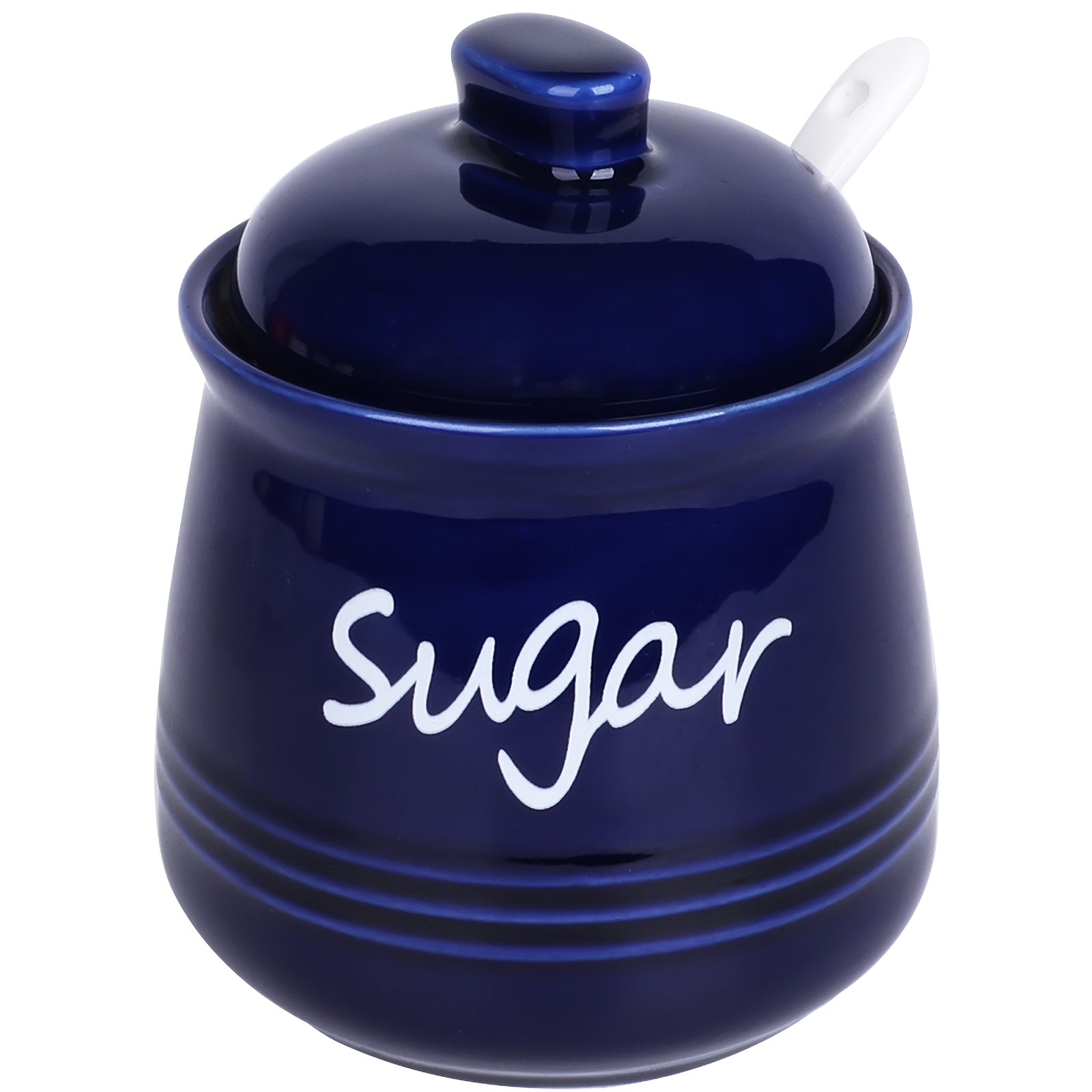 Ceramic Sugar Jar with Lid and Spoon 12oz Capacity for Coffee Bars and Restaurants