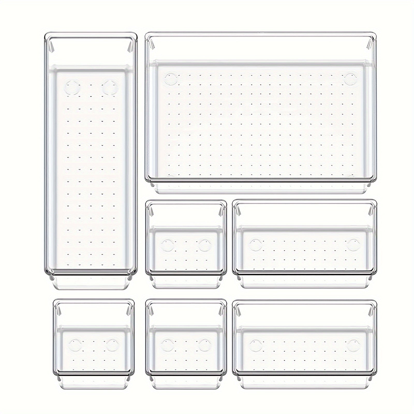 7/14 Pcs Clear Plastic Drawer Organizer Sets for Kitchen Bathroom Office