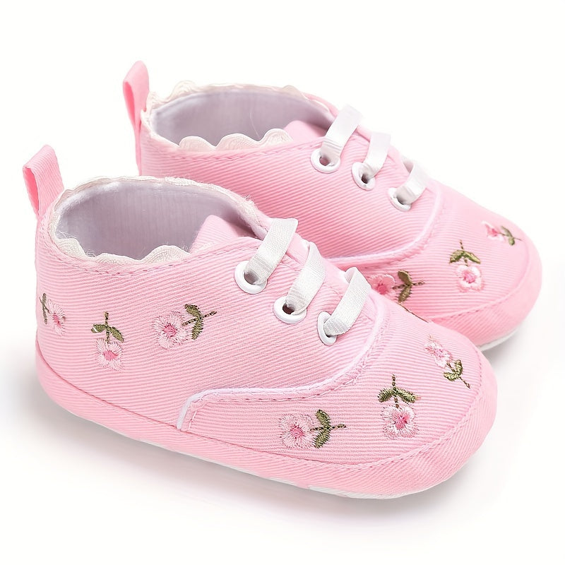 Baby Girl's Flower Pattern Non-Slip Walking Shoes for Infants Outdoor Activities
