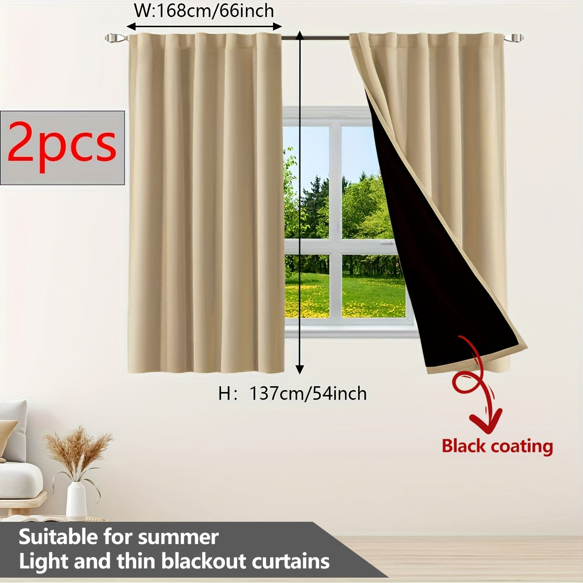 Two Pieces Blackout Curtains Thermal Insulated Twill for Bedroom Living Room