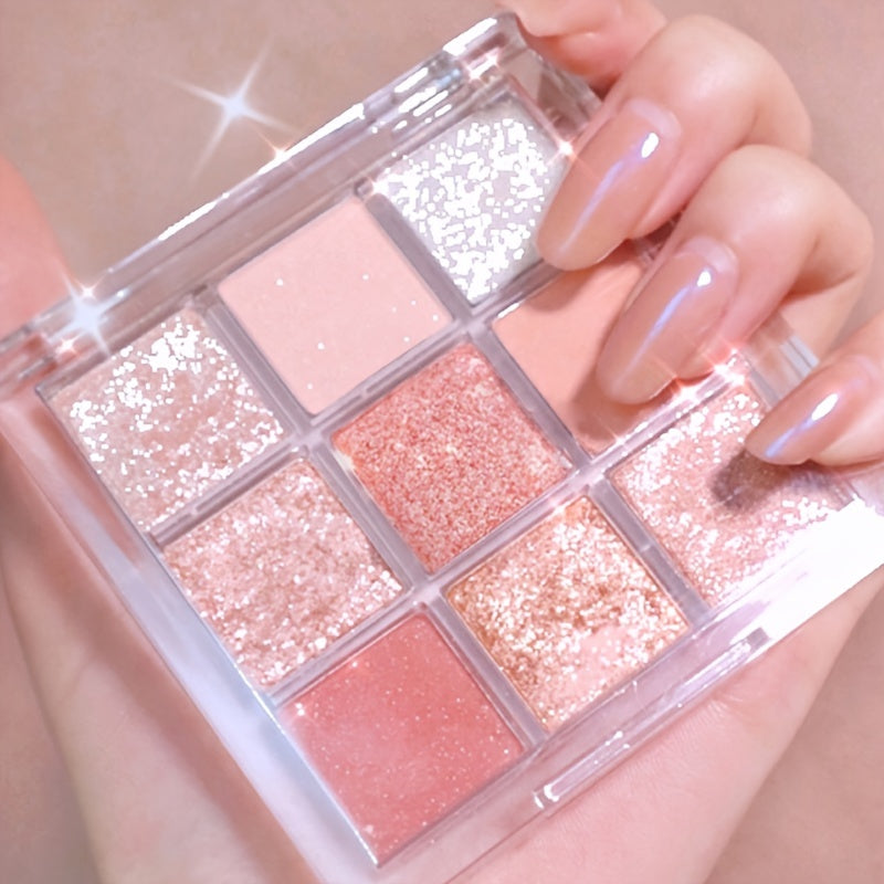 Paleta de sombras de ojos para mujer, paleta de 9 colores, cielo estrellado, mate, brillo, glitter, maquillaje