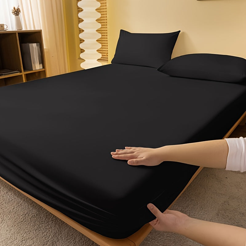 Black Fitted Sheet Deep Pocket Soft Cotton Bed Sheet for Bedroom Guest Room Dorm