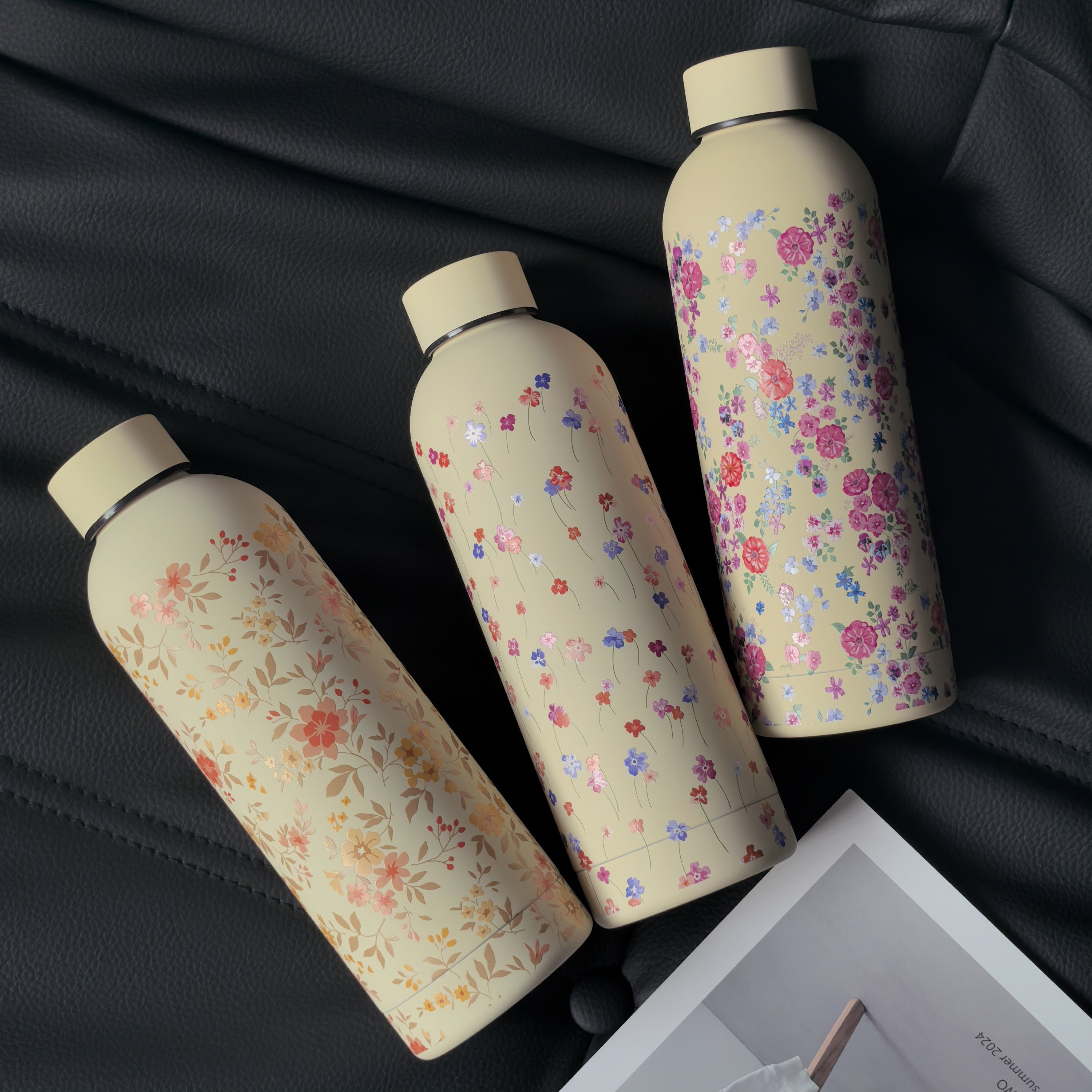 Noxud qotishdan yasalgan suv shishasi, 500ml, gullar dizayni, issiq va sovuq ichimliklar uchun izolyatsiyalangan, sayohat/sport/zahiralar uchun ideal, faqat qo'l bilan yuvish, ajoyib sovg'a tanlovi.