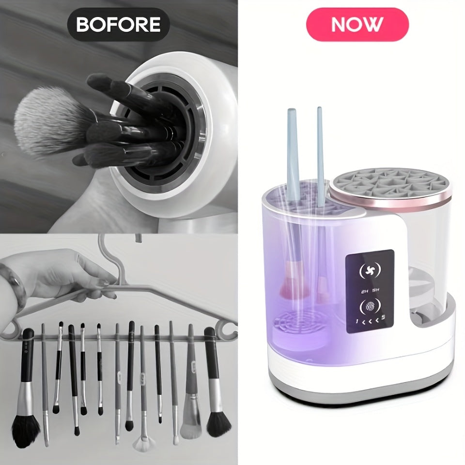Electric Makeup Brush Cleaner with Quick Drying Timer USB Rechargeable Wet and Dry Separation