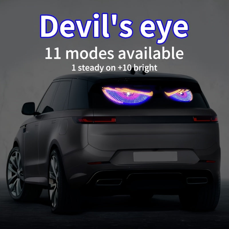 2 ta USB bilan quvvatlanadigan Devil's Eye LED avtomobil chiroqlari, simsiz, muhitli transport dekoratsiyasi