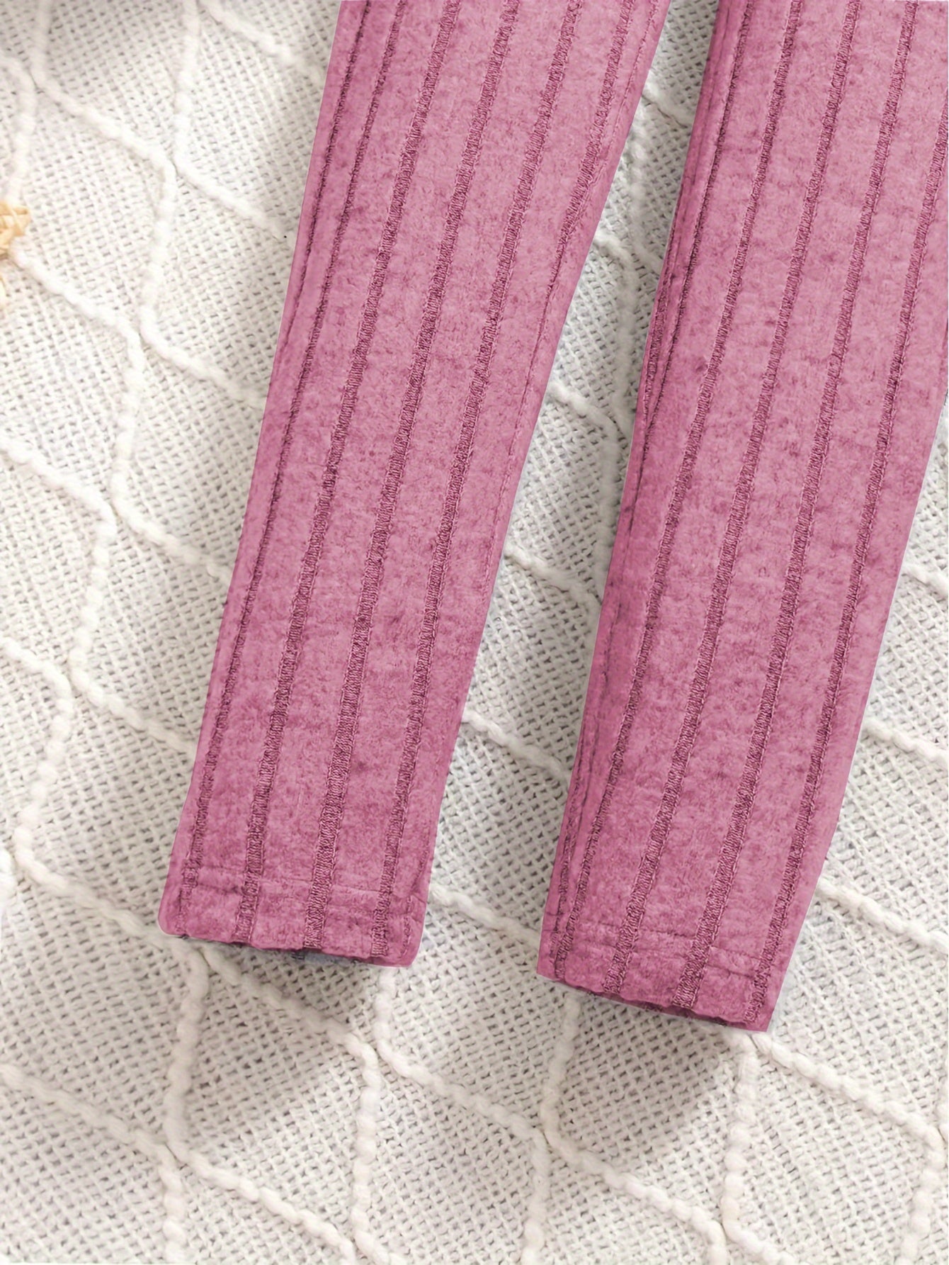 Leggings de rayas de punto de costilla ajustado para niñas primavera verano, con estiramiento medio y amigables con la piel