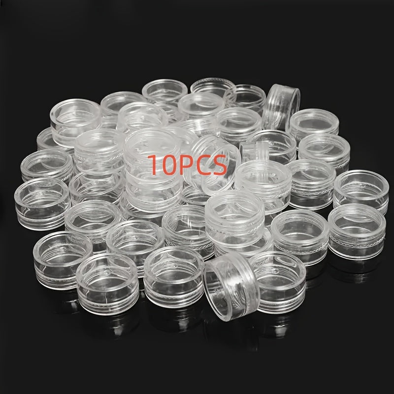 10 Pack Clear Plastic Storage Containers with Secure Lids for Nail Art and Cosmetic Samples