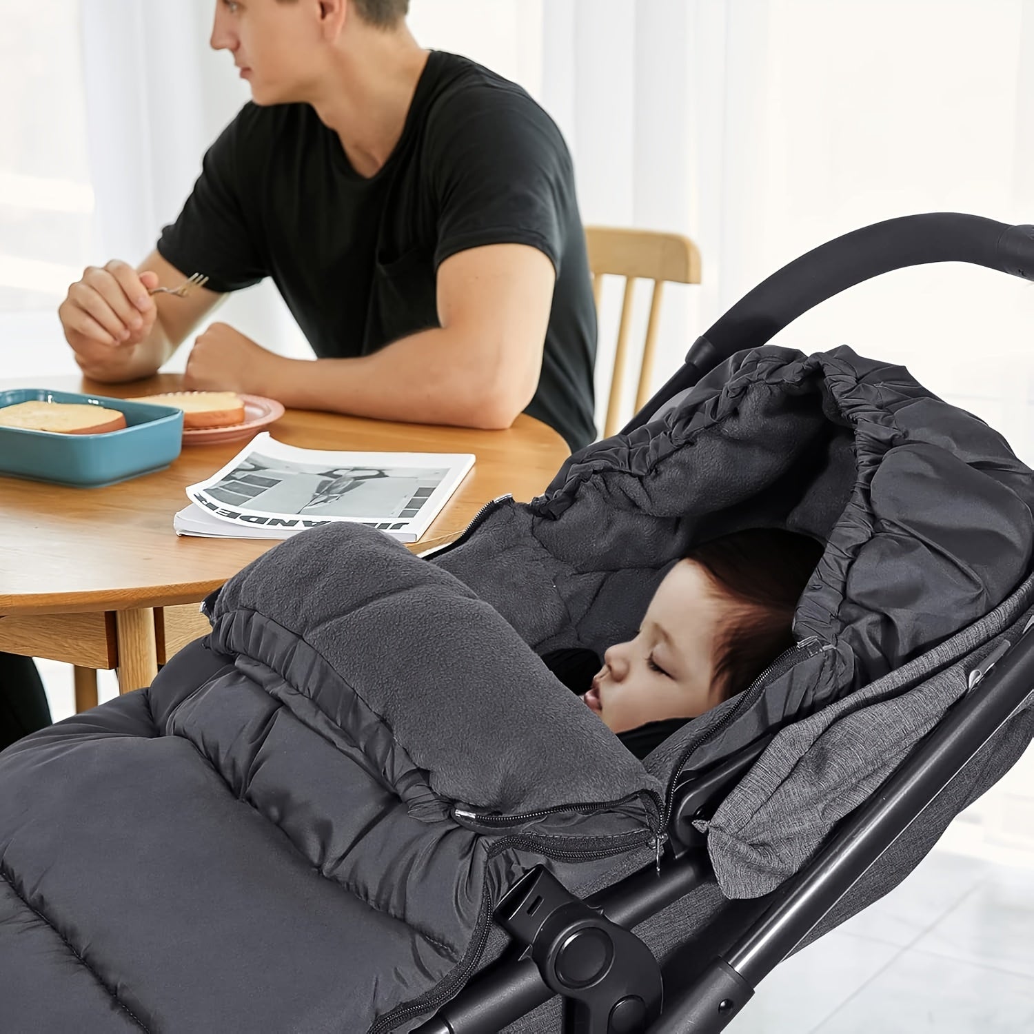 Cubierta impermeable para niños con cremallera para cochecitos Rosa y Negro