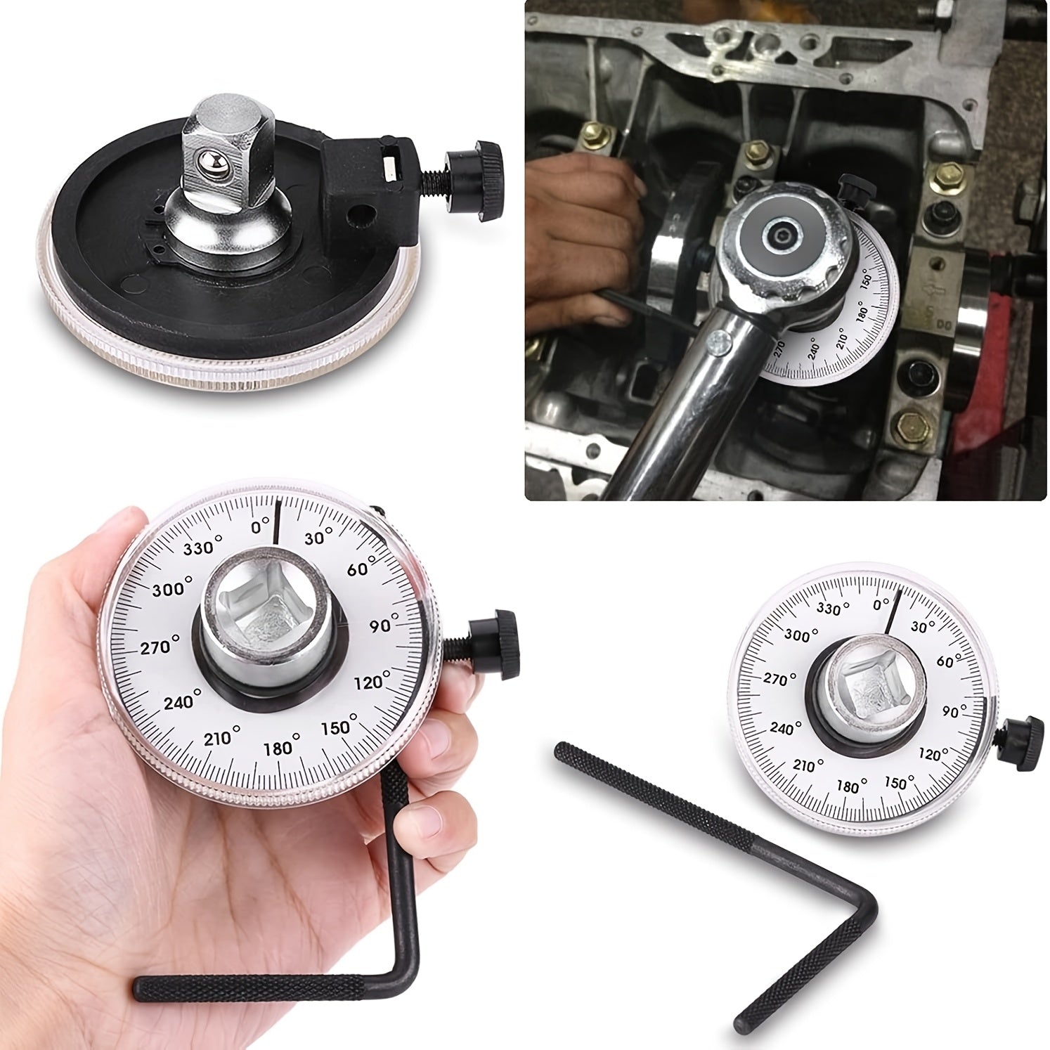 1/2 Inch Torque Wrench Angle Gauge Set, Adjustable, Professional Tool