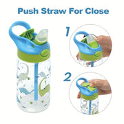 500ml BPA-Free Sports Water Bottle with Straw Leakproof Silicone Nozzle Cartoon Design