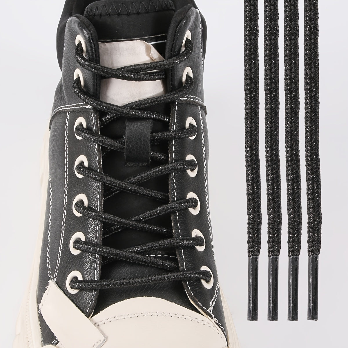Unisex Elastic Metallic Shoelaces Round Thin Suitable for Sneakers Boots