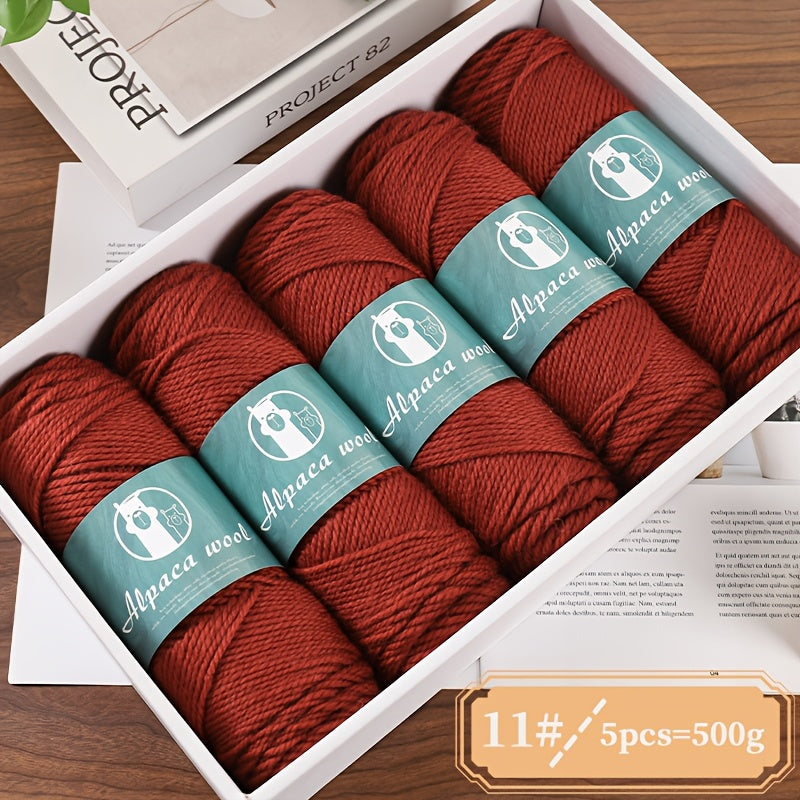 5-Pack Multicolor Alpaca Wool Yarn 500g Thick-Thin Self-Striping and Ombre
