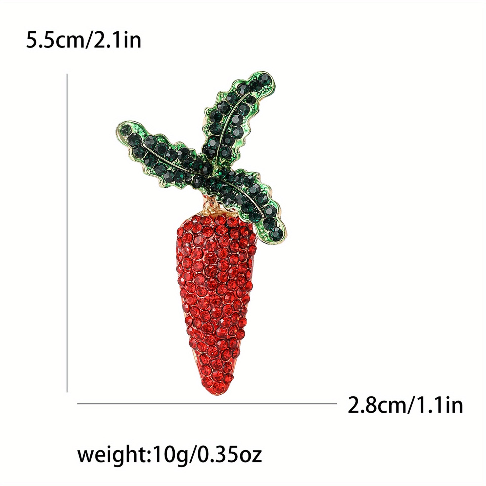 Women's Rhinestone Carrot Brooch Pin with Sparkling Diamond Accents