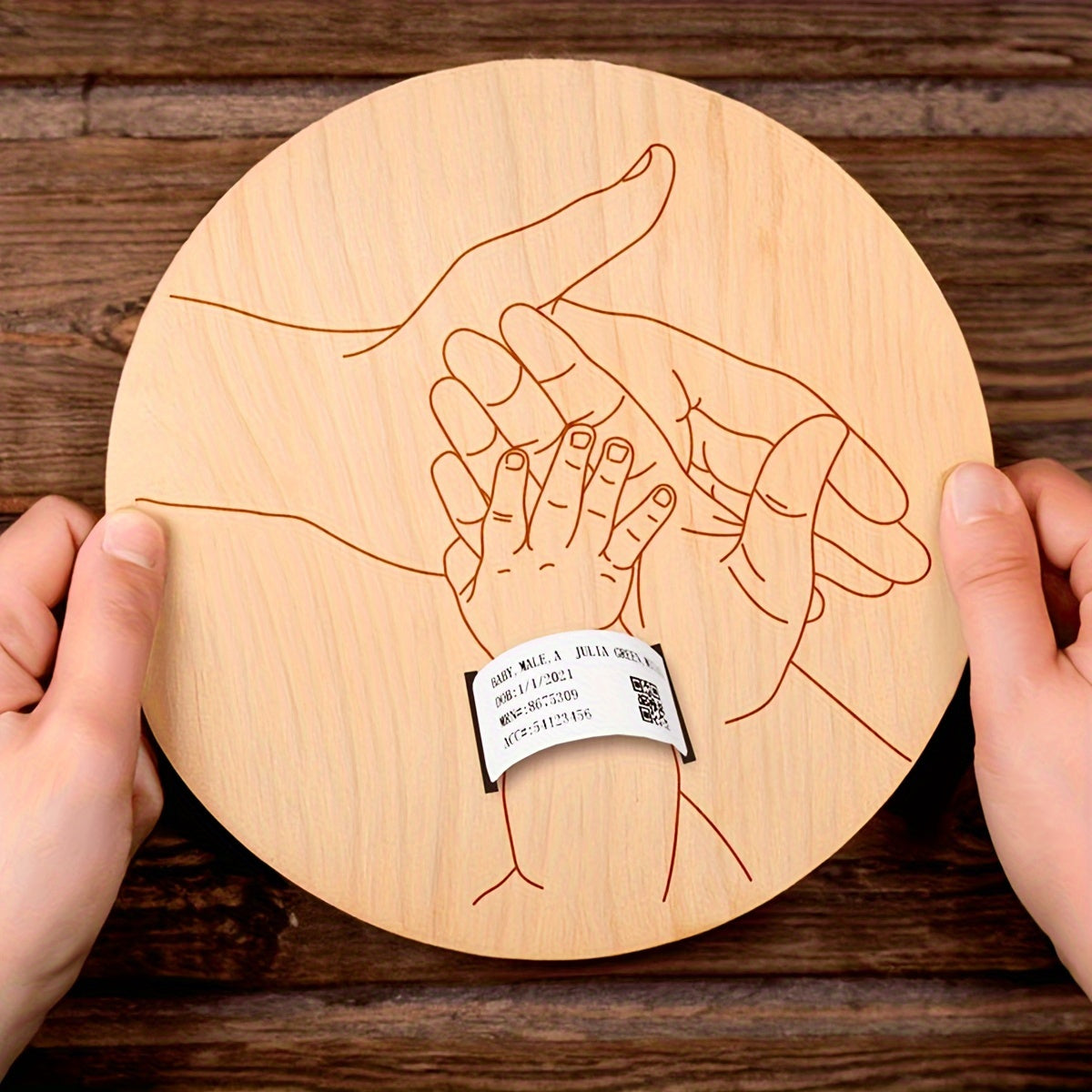 Ota-onalar uchun o'yilgan shifoxona bilaguzuk, Onalar kuni, Otalar kuni, Halloween va Rojdestvo uchun lazer kesilgan sovg'a