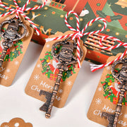 Santa Claus Bottle Openers Set for Christmas Party Favors with Cards and Ropes