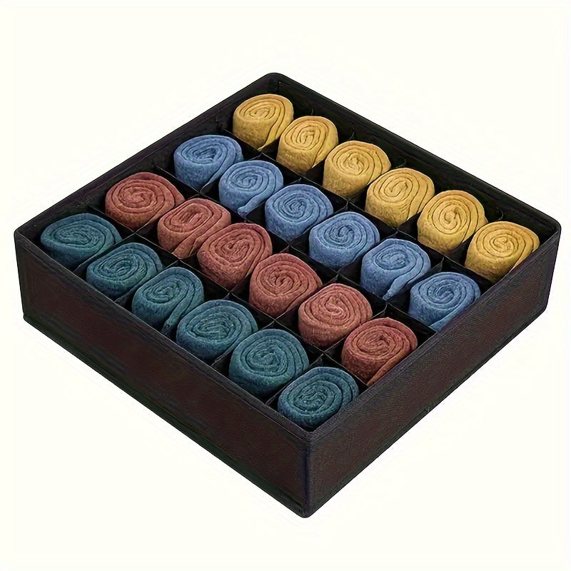 Collapsible 24-Cell Drawer Organizer for Socks Underwear Bras Ties Storage