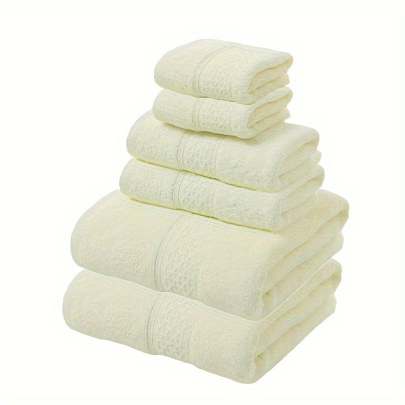 Cotton Linen Towel Set 6-Piece Bath Hand Washcloths White