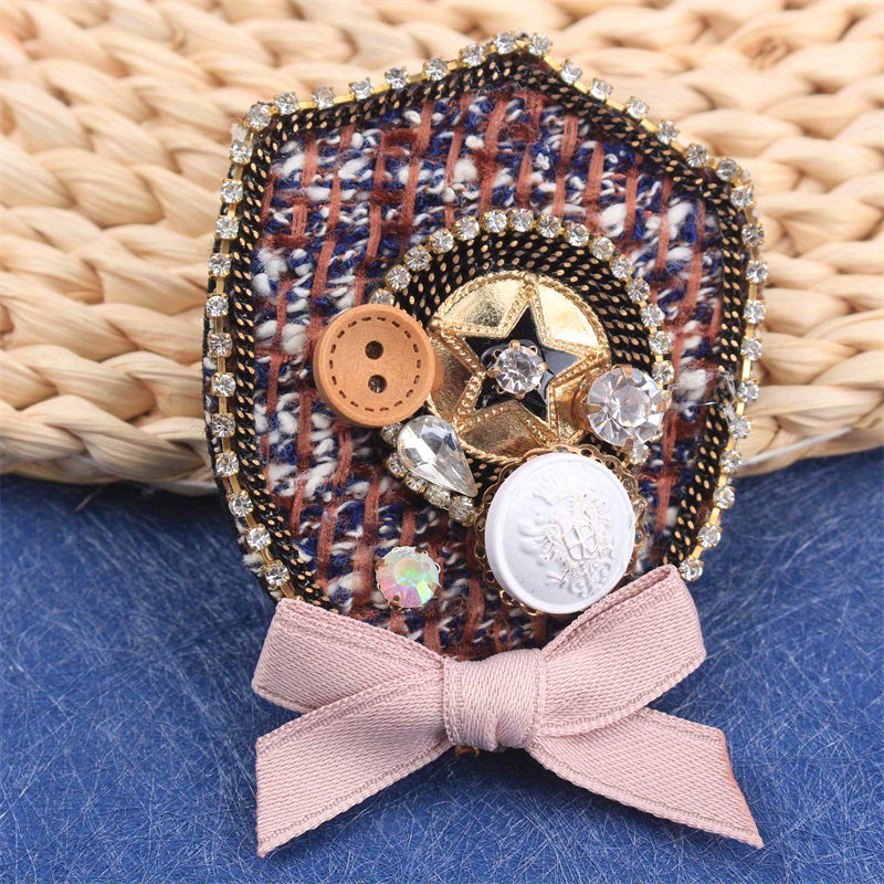 Elegant Rhinestone Brooch Bow Design Jewelry Accessory for Clothing Bags Hats