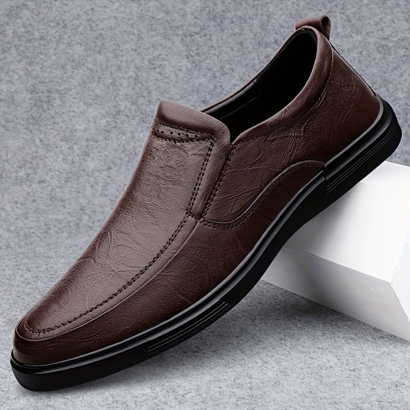 Men's Slip On Loafer Shoes Leather Casual Round Toe for Fall Spring Summer Winter