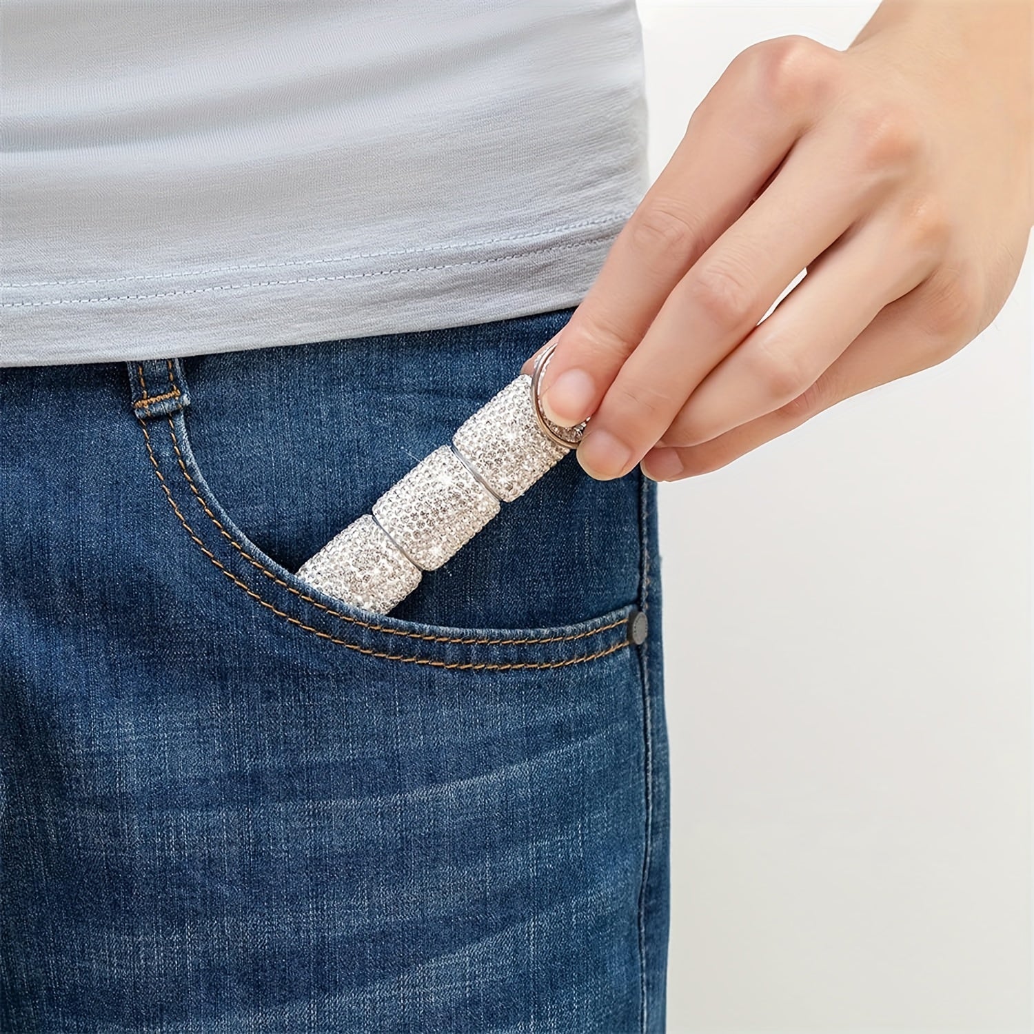 Portable Rhinestone Pill Case Waterproof Mini Travel Pill Holder for Women