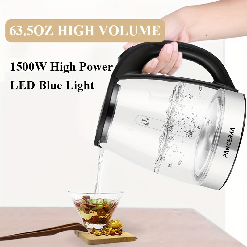 Electric Kettle 1.8L Borosilicate Glass 1500W for Coffee and Tea