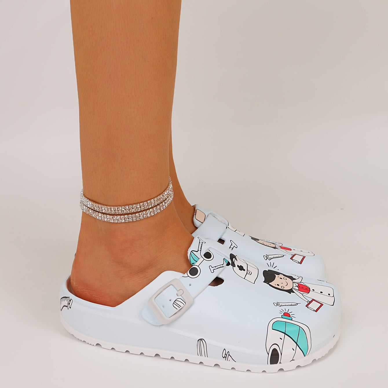 Zapatillas tipo enfermera de dibujos animados, casuales, de EVA, para interior, confort durante todas las estaciones