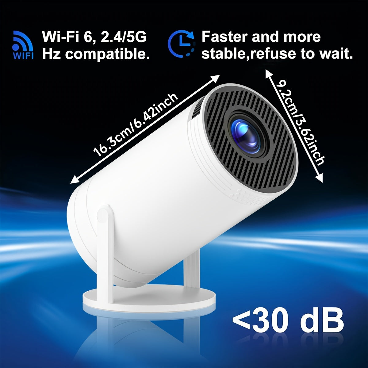 Portativ Android 12 simsiz proyektor 1080P 130ANSI Keystone ni qo'llab-quvvatlaydi