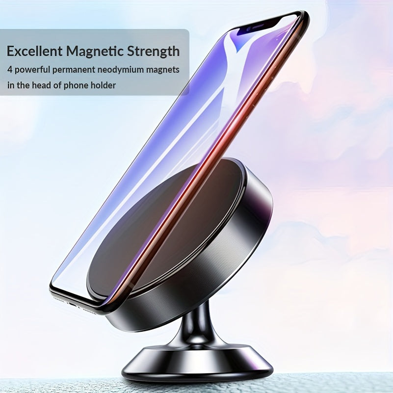 Universal Magnetic Phone Holder 360° Rotating Aluminum Alloy Dashboard Mount Multiple Colors