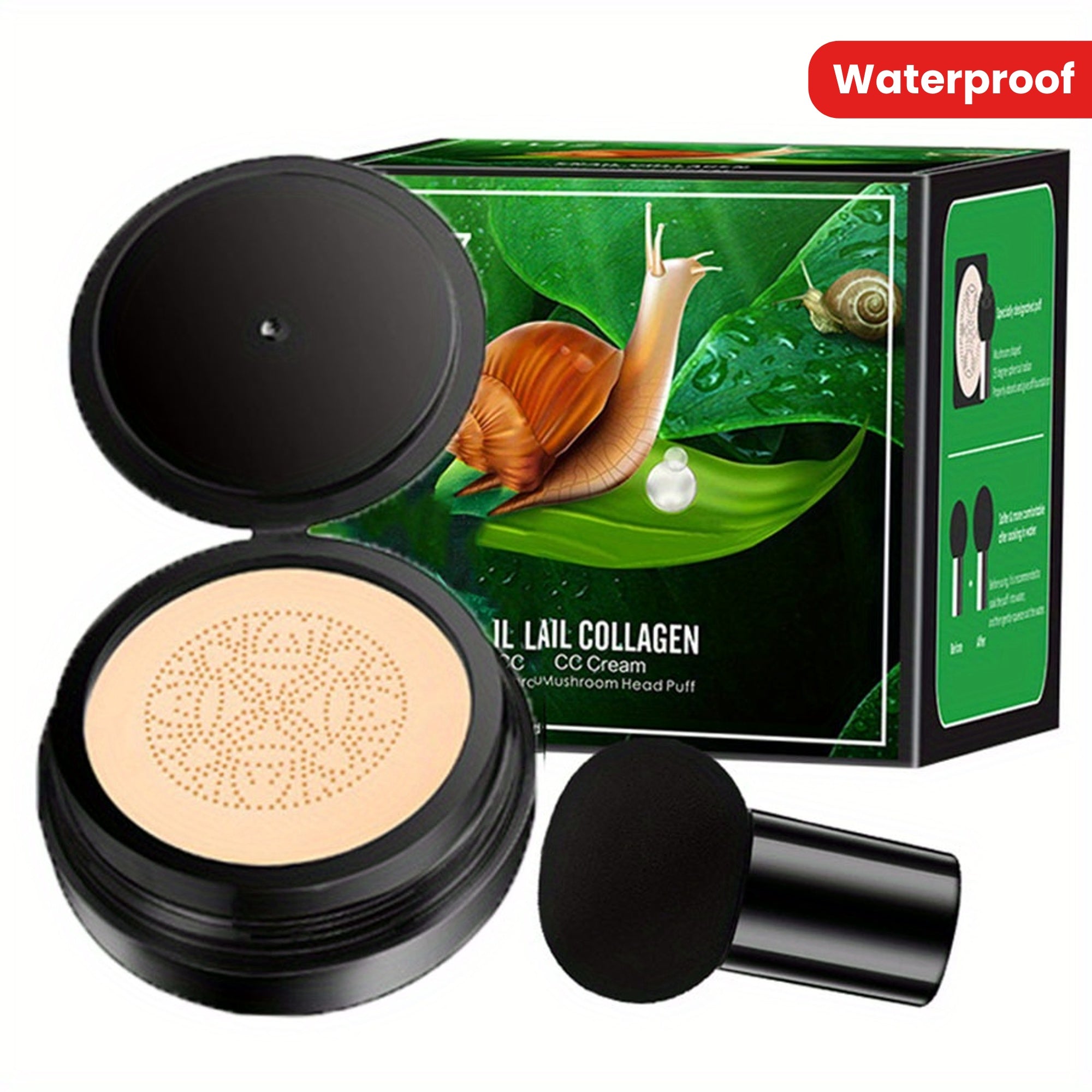 Women Collagen Mushroom Air Cushion CC BB Cream Concealer Foundation Waterproof Long-Lasting