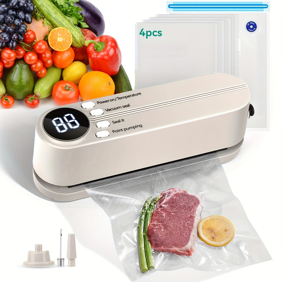 Mini Sealers uchun Snaklar Chips va Itlar uchun Mukammal USB Qayta Zaryadlanadigan Teal 4 Vacuum Sumkalar