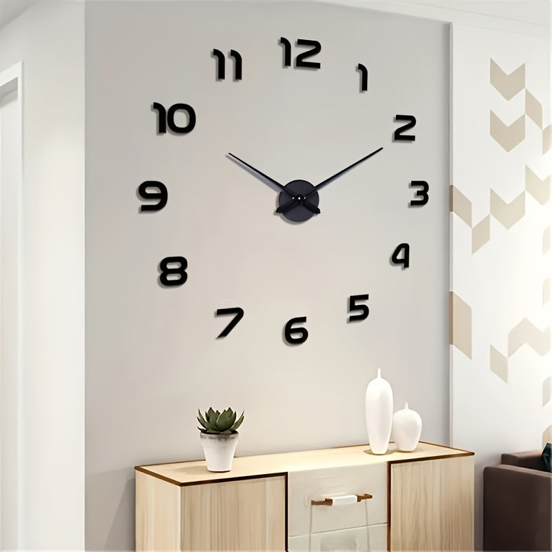 Oversized DIY Wall Clock with Luminous 3D Design, Acrylic Frame, Auto Dimmable