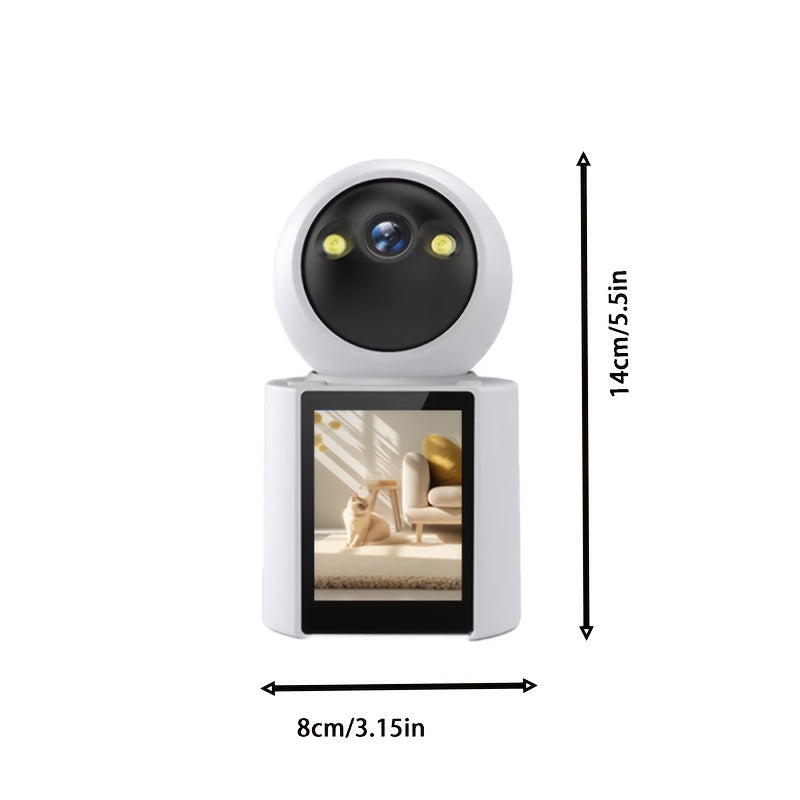 Wireless Security Camera with 7.11 cm Display Night Vision AI Motion Detection Two-Way Audio 360° Monitoring