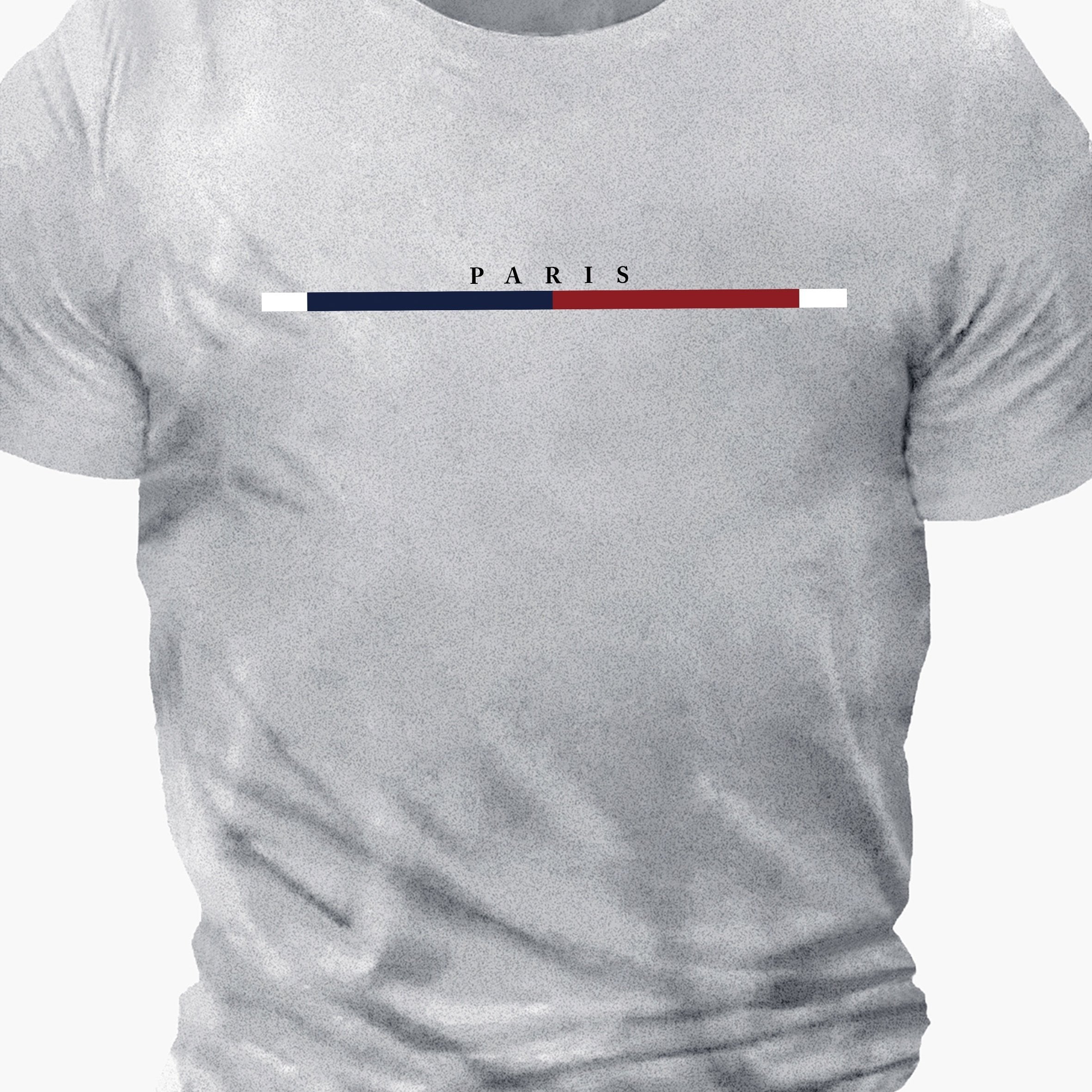 Men's Large Polyester Crew Neck Printed T-Shirt Casual Short Sleeve