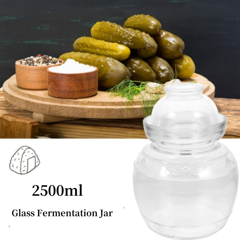 Glass Fermentation Jar with Water Seal Airlock and Cleaning Brush for Pickles Kimchi Sauerkraut and Kombucha
