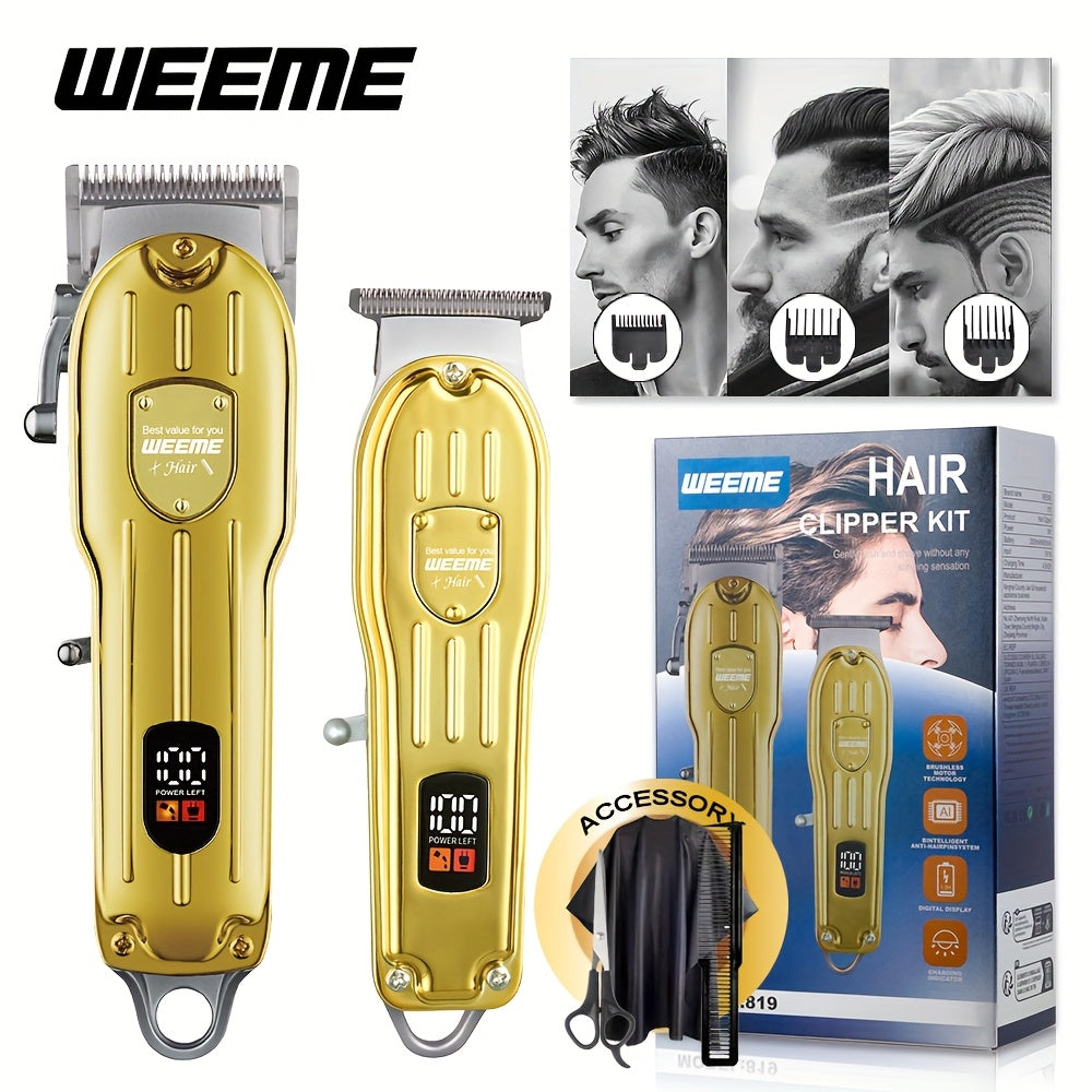 Electric Hair Clipper Set for Men T-Shaped Trimmer for Haircut Shaving USB Charged