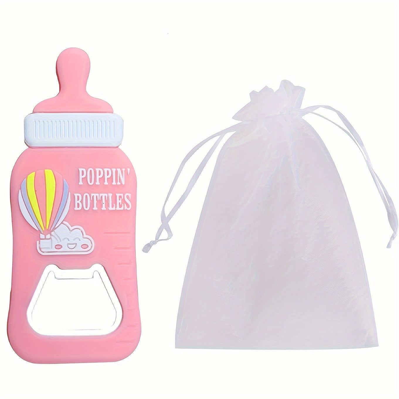 Pack of 10 Pink Metal Beer Bottle Openers with Refrigerator Magnets for Baby Shower Favors