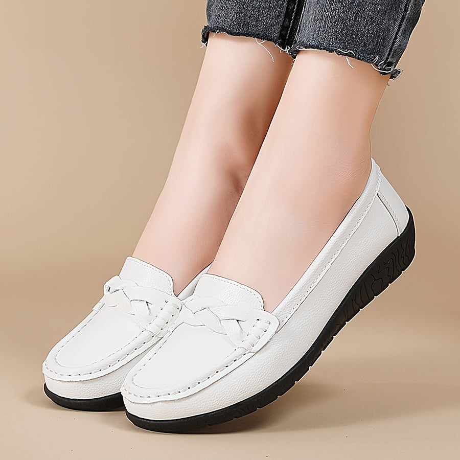 Women's Flat Loafers Slip-On Walking Shoes Soft Sole Rubber Sole