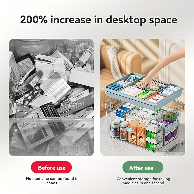 Organizador modular de almacenamiento con gran capacidad y pastillero para almacenamiento en el hogar y primeros auxilios