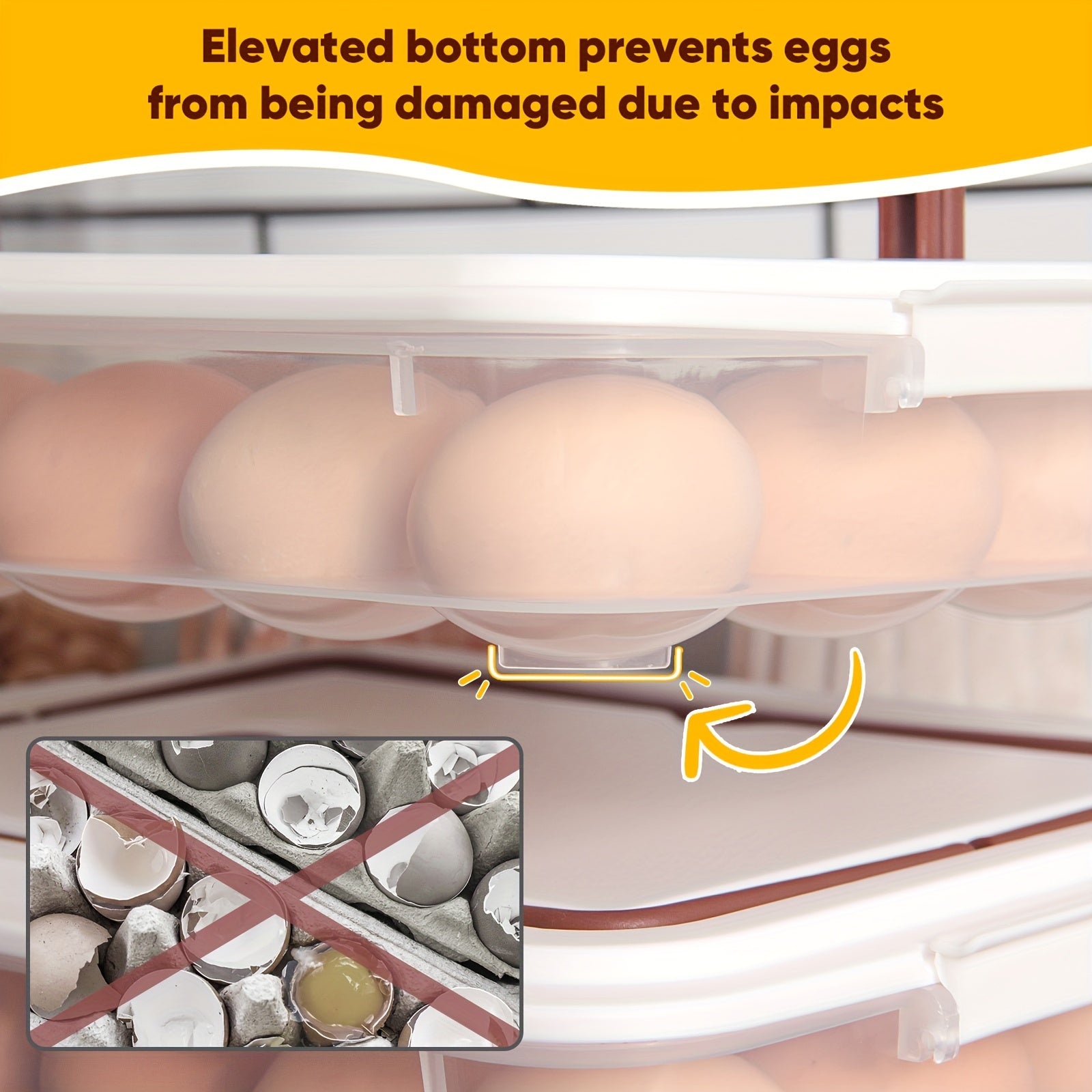 Plastic Egg Holder with Lid, Transparent, Stackable, 48 Eggs Storage