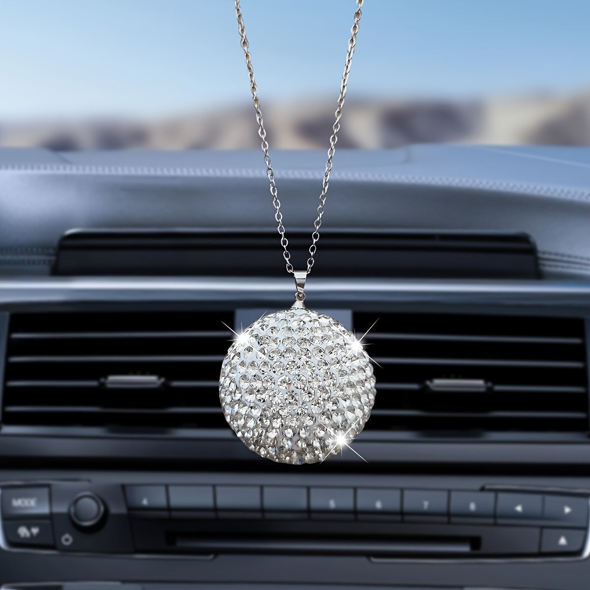 Female Car Interior Decor Crystal Ball Rhinestone Pendant Accessories