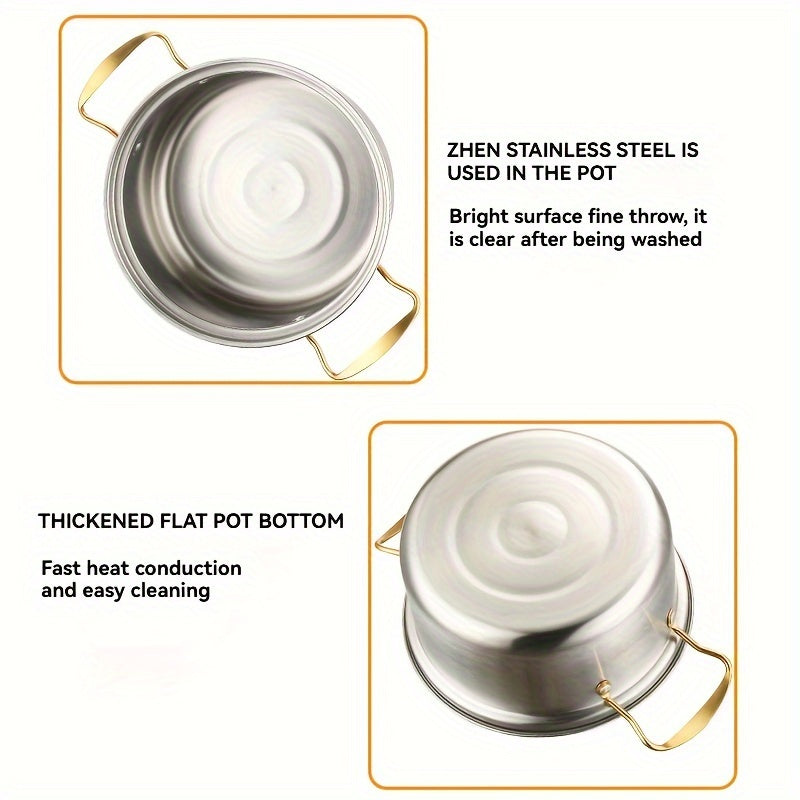 10-Piece Stainless Steel Cookware Set with Glass Lids Double Handles Golden Finish
