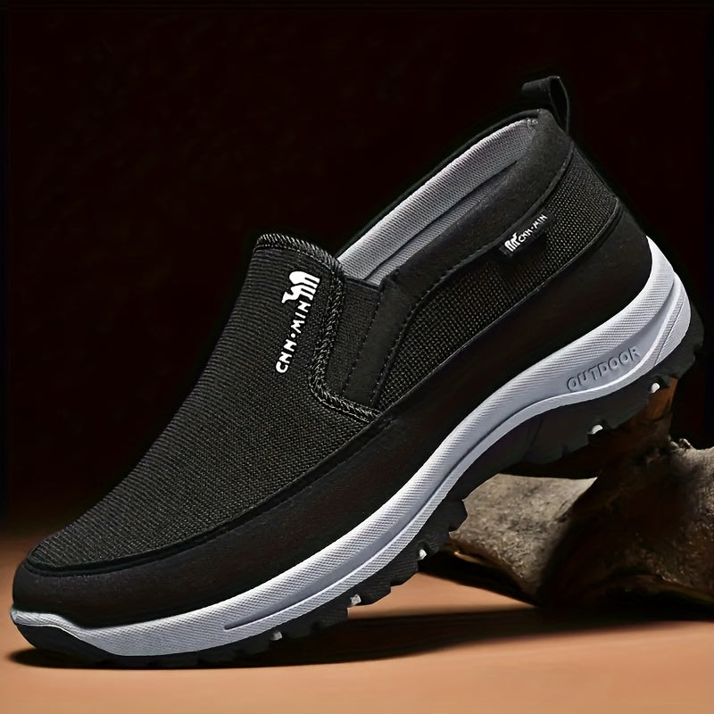 Men's Slip-On Casual Walking Shoes Breathable Fabric Durable Non Slip All-Season