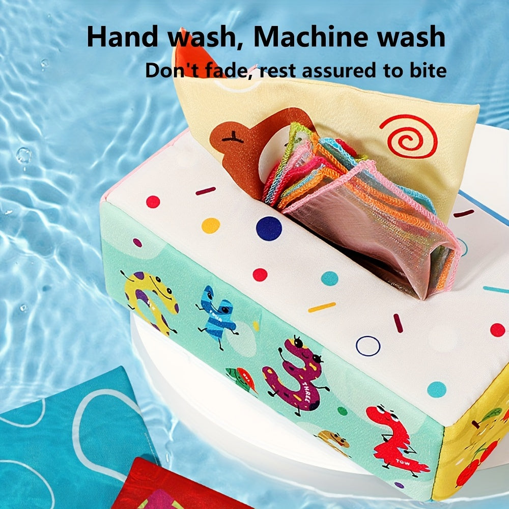Baby Toys for 6-12 Months Soft Tissue Box and Crinkle Paper Sensory Scarves Early Learning Gift
