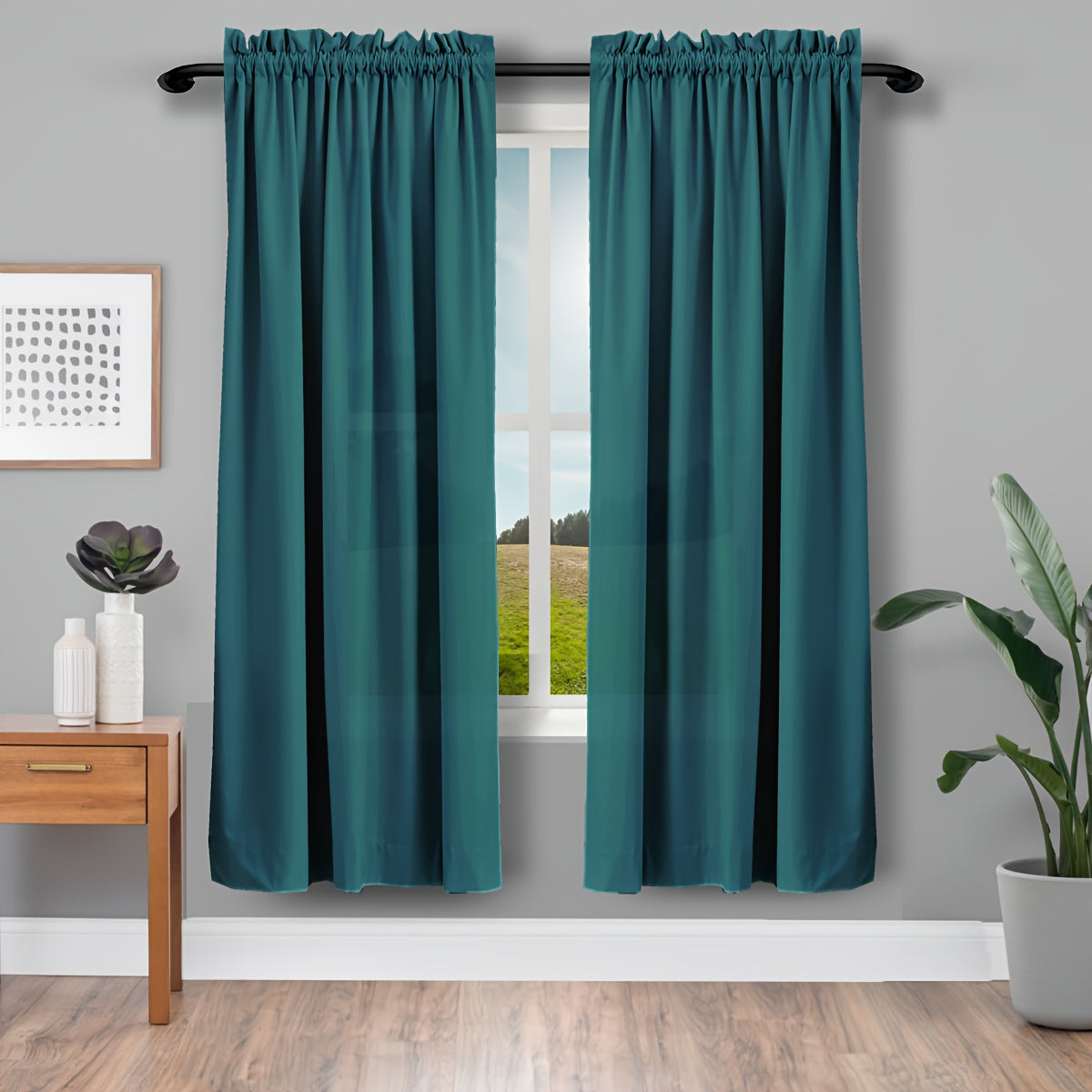 Maroon Blackout Curtains Set 2 Pieces Light Filtering Durable Polyester for Living Room Bedroom