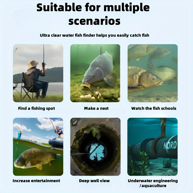 Cámara de pesca HD de 4.3 pulgadas con visión nocturna, cable de 30 m, detección de gran angular