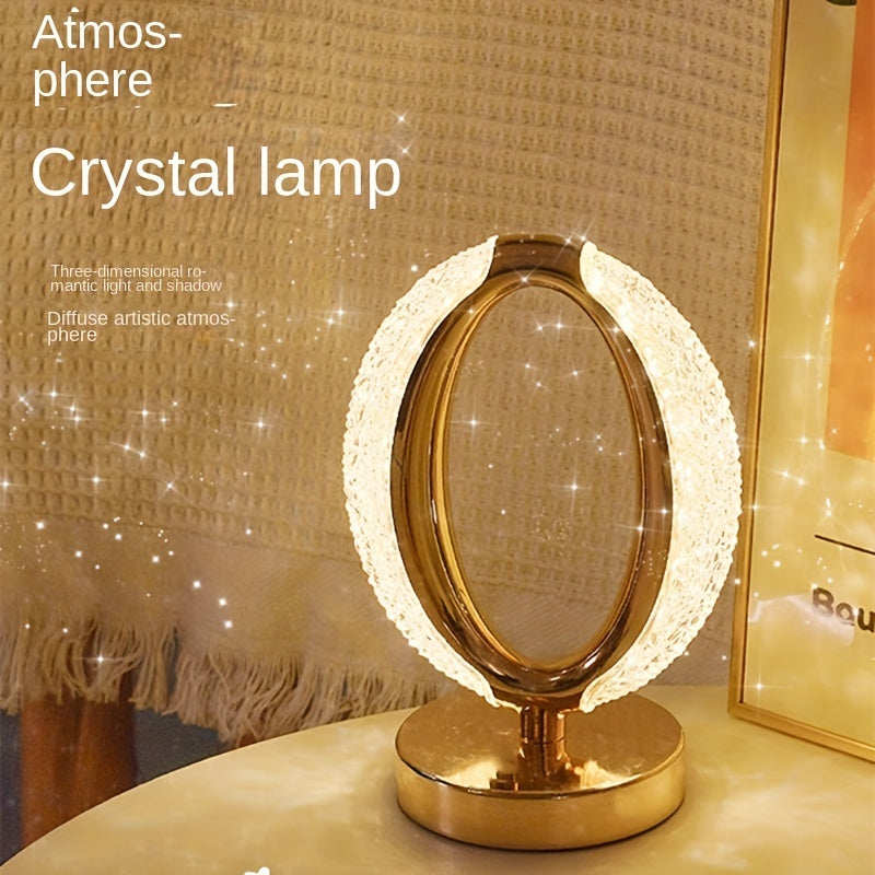 Crystal Touch Control Desk Lamp with Adjustable Color Temperature and USB Rechargeable