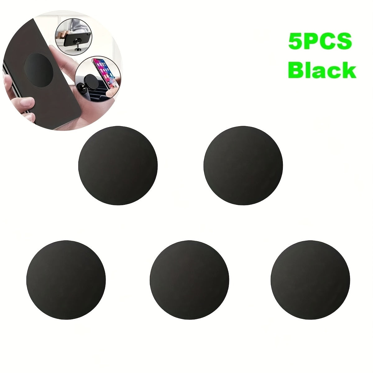 5 ta qora, kumush, temir telefon stendlari, magnitli, yutuvchi, 40mm